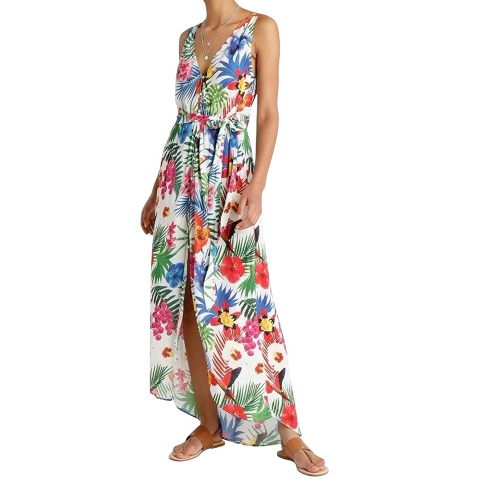 NWT Desigual Sz M (S US) Maxi Dress Patrice Tropical Swim Coverup Colorful Beach